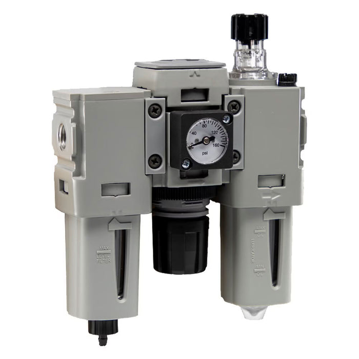 Conjunto FRL Parker P32CB94GEANGLNW completo en línea con filtro regulador y lubricador Puerto de 1/2 in NPT