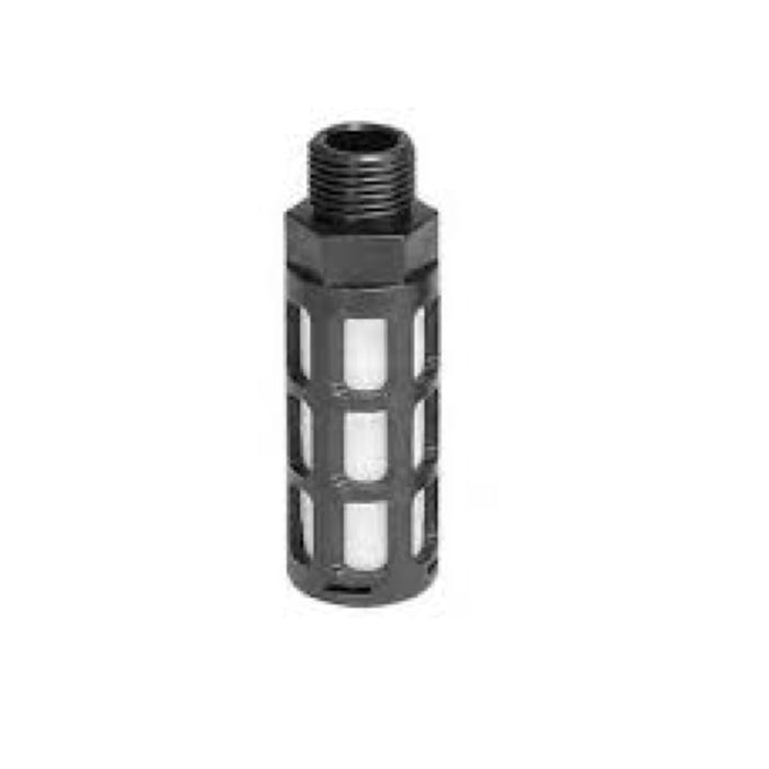 Silenciador de línea de aire Parker ASN-15 en línea con tamaño de rosca 1/2 in cuerpo en Acetal y elemento en polietileno