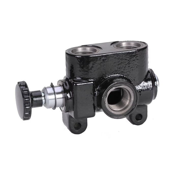 Válvula selectora Parker S-50 en línea con conexión 1/2 in NPT y cuerpo en hierro fundido de alta resistencia para control de circuitos hidráulicos