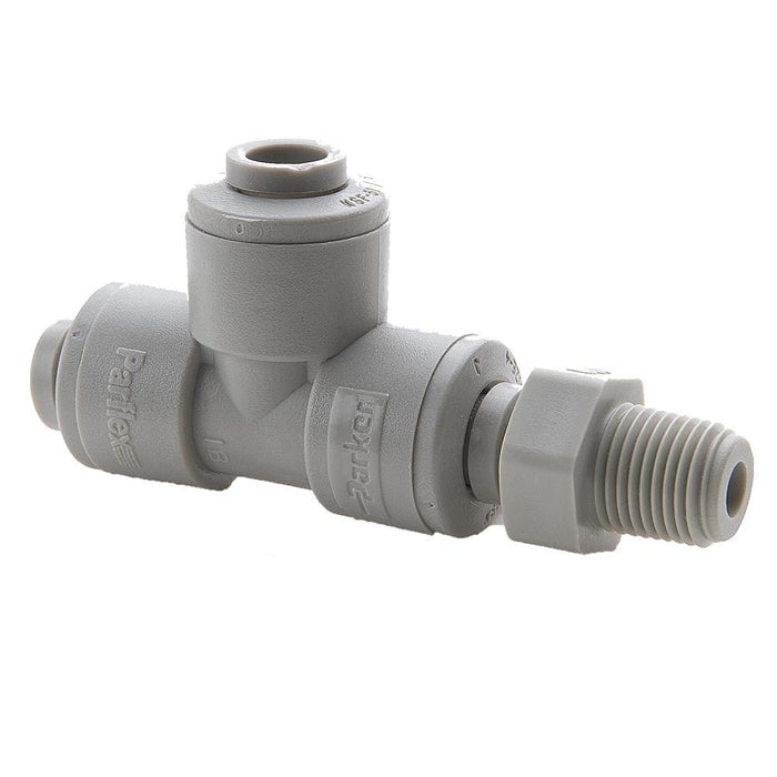 Tee Parker A8MRS6-MG — ½" Acetal NPT ⅜" TrueSeal