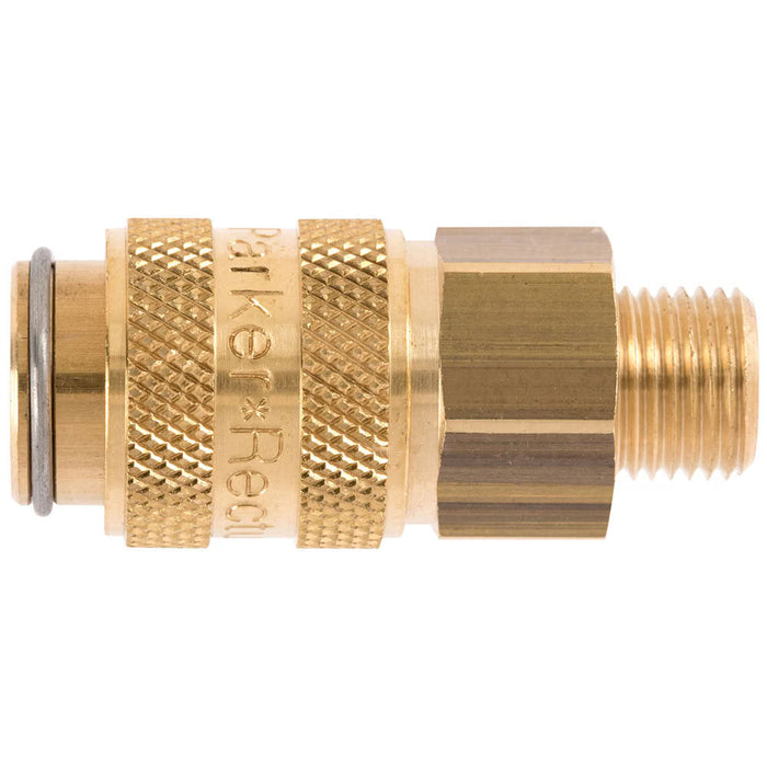 Acoplador Rápido Parker 21KBAW13MPN Serie 21 Hembra Doble Shut-Off para Aire y Agua Conexión Macho BSPP G1/4 en Latón