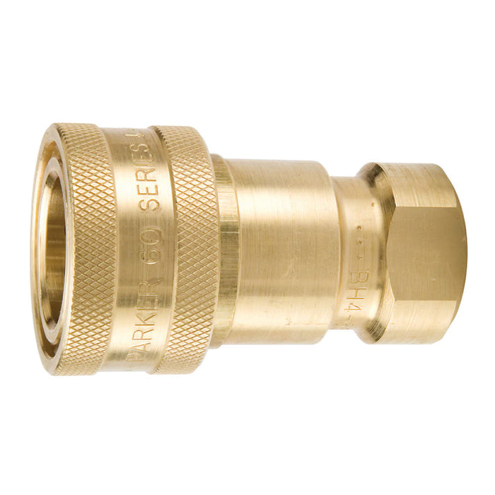 Acople Rápido Hidráulico Parker BH6-60Y Hembra ISO 7241-B de 3/4 in NPTF Hembra en Latón