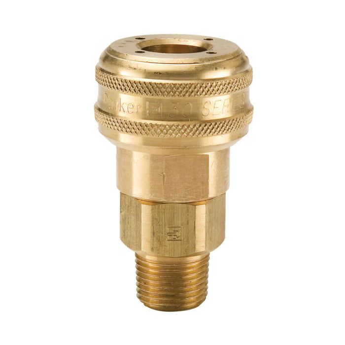 Acople rápido para conectar por empuje serie 30 Parker B32 de latón de 1/4 in a rosca NPTF macho de 1/4-18