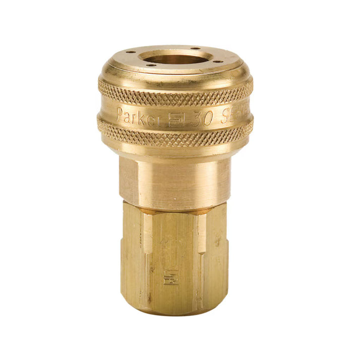 Acople rápido para conectar por empuje serie 30 Parker B35F de latón de 3/8 in a rosca NPTF hembra de 1/2-14