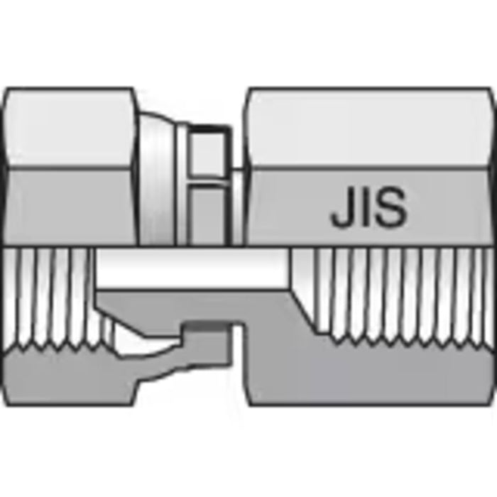 Adaptador JIS B8363 Parker 8G63P4S de 1/2-14 BSPP Giratorio a BSPT Hembra