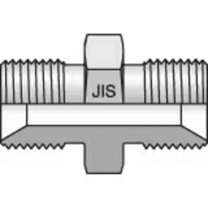 Adaptador JIS B8363 Parker 8HP4S de 1/2-14 BSPP Macho a BSPP Macho Cono de 60°
