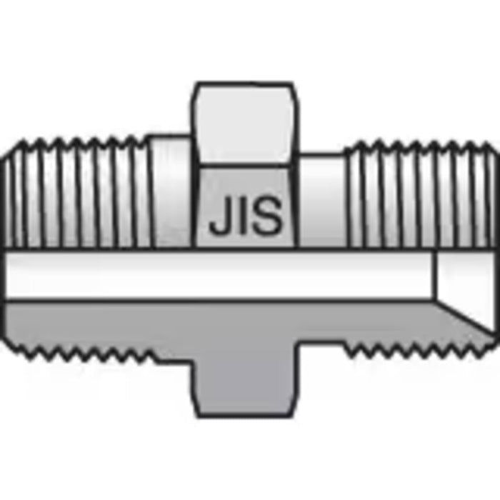 Adaptador JIS Japonés Parker 4F3P4S Recto Cono 60° BSPP Macho a BSPT Macho de 1/4 in