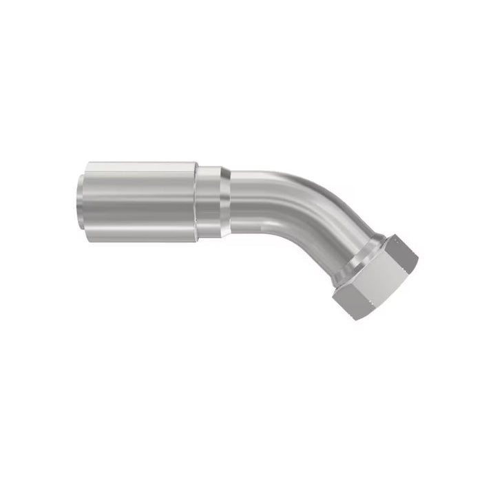 Codo 45° Parker 1EB77-12-12 Crimp 77 Serie Rosca BSP Hembra Giratoria 60° con O-Ring para Manguera -12 3/4 in Acero