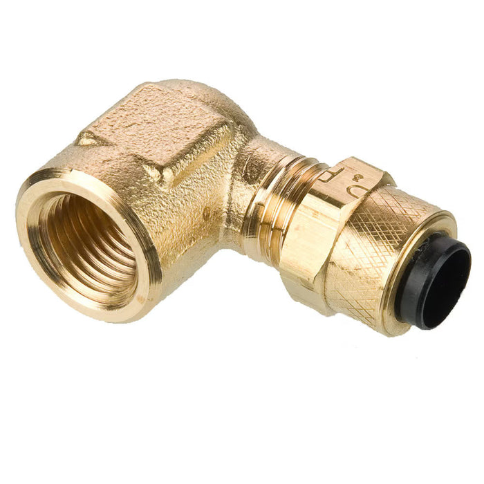 Codo 90° Parker 170P-8-6 Poly-Tite Compresión Latón para Tubo de 1/2 in a Rosca 3/8 in