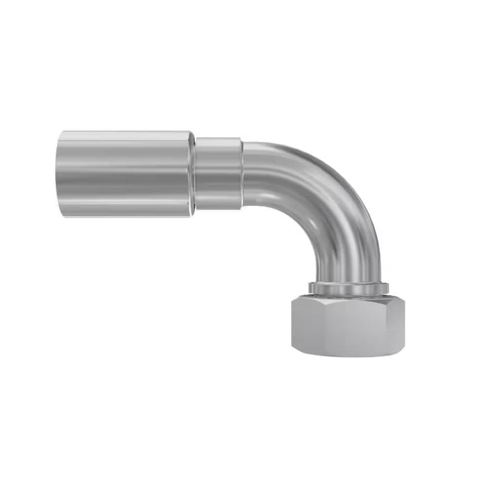 Codo 90° Parker 1CF56-12-6 Global 56 Serie Rosca Métrica L Hembra Giratoria 24° con O-Ring para Manguera -6 3/8 in Acero