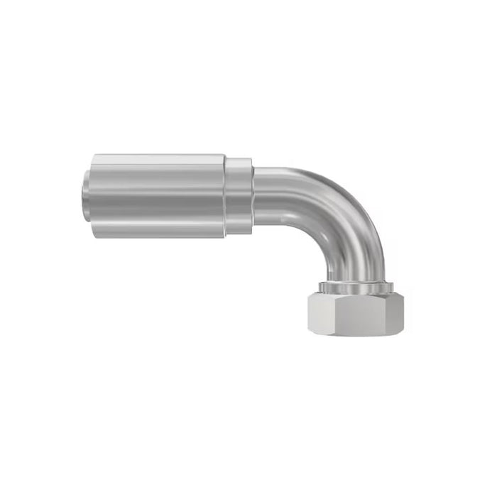 Codo 90° Parker 1CF77-42-24 Crimp 77 Serie Rosca Métrica L Hembra Giratoria 24° con O-Ring para Manguera -24 1-1/2 in Acero