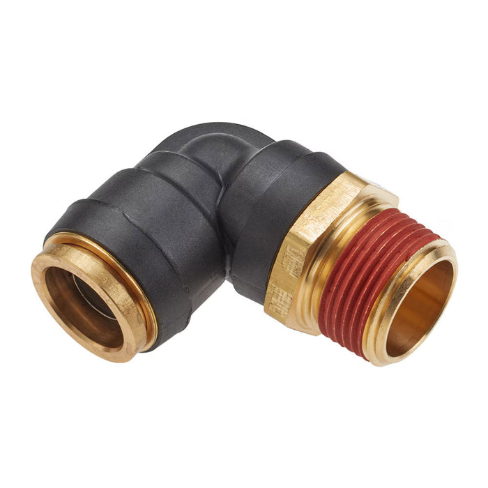 Codo de 90º conector neumático Parker VS369PTCR-4-6 giratorio rígido 1/4 in push to connect a NPT 3/8 in