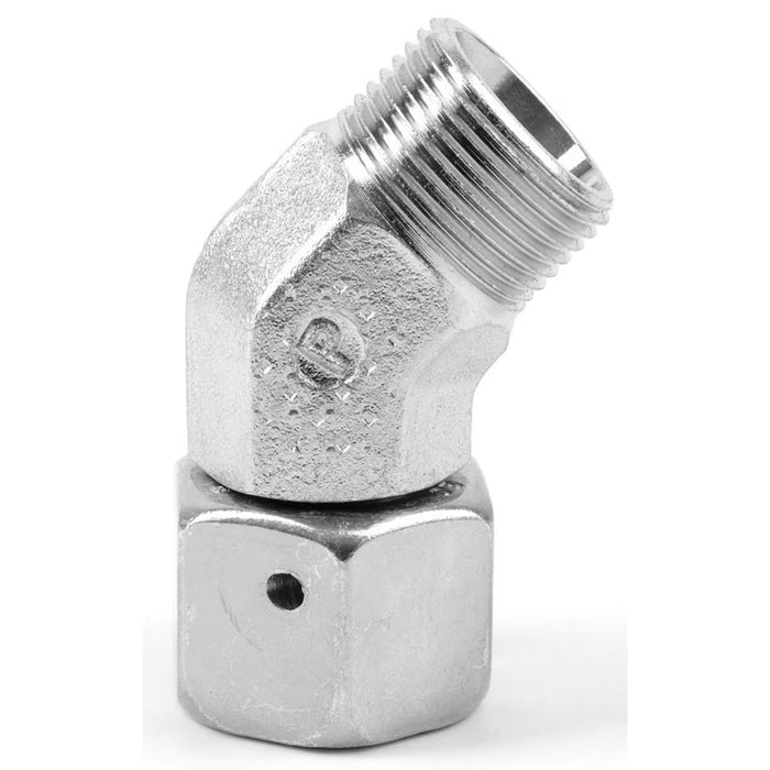 Codo de 45° Ermeto Parker EV22LOMDCF Serie EO Light para Tubo 22 mm con O-Ring en Acero