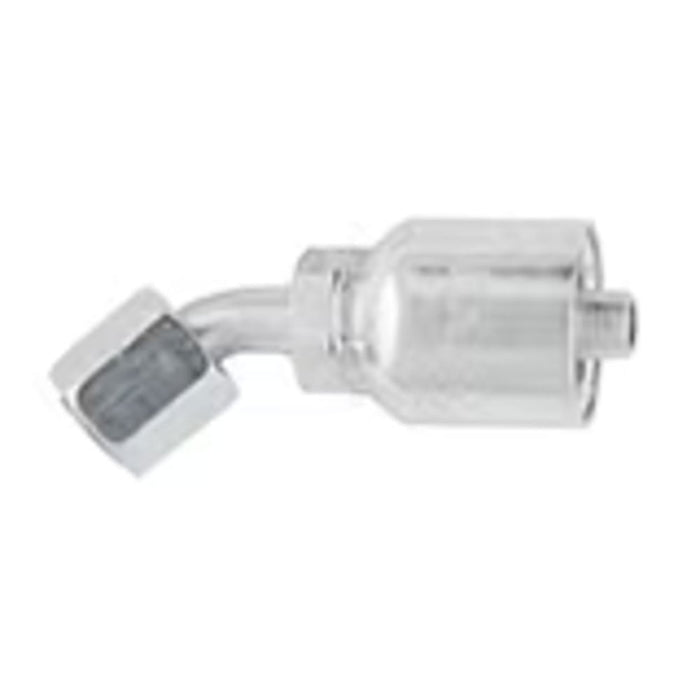 Codo de 45° Parker 1L743-8-8 Series 43 Conexión Crimpable Hembra JIC 37° Giratoria Caída Media para Manguera de 1/2 in en Acero