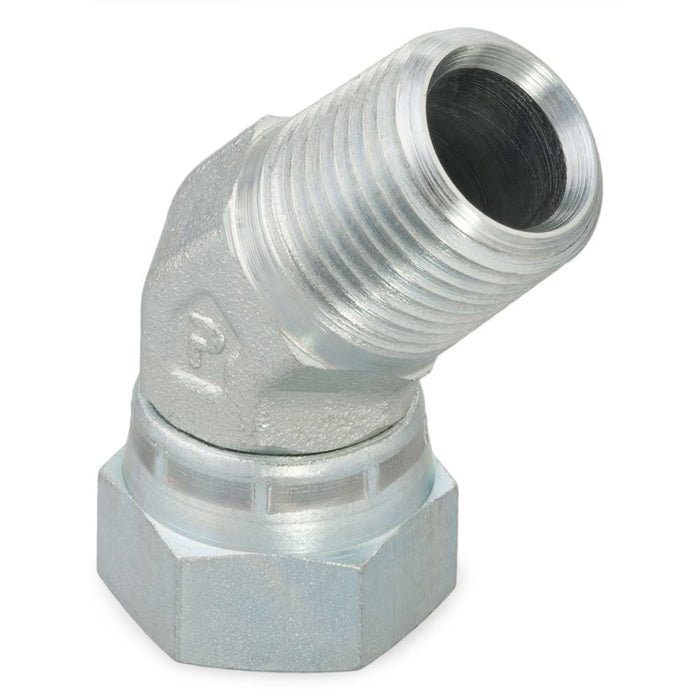 Codo de 45° Parker 3107-6-6 NPT Macho a NPSM Hembra Giratoria de 3/8 in