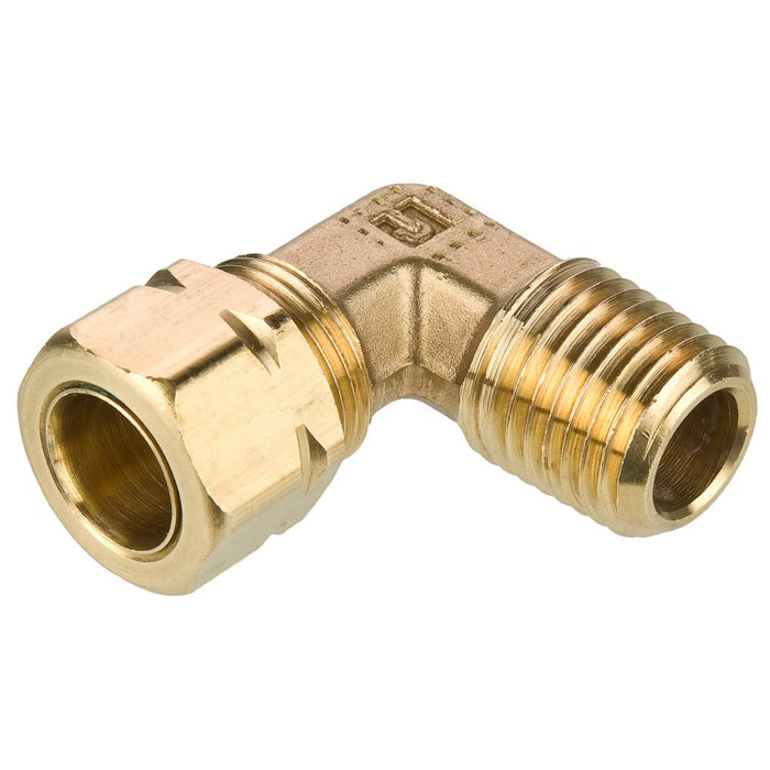 Codo de 90° Compresión Parker 169CA-8-4 Latón Forjado de 1/2 in a Rosca NPT Macho 1/4 in