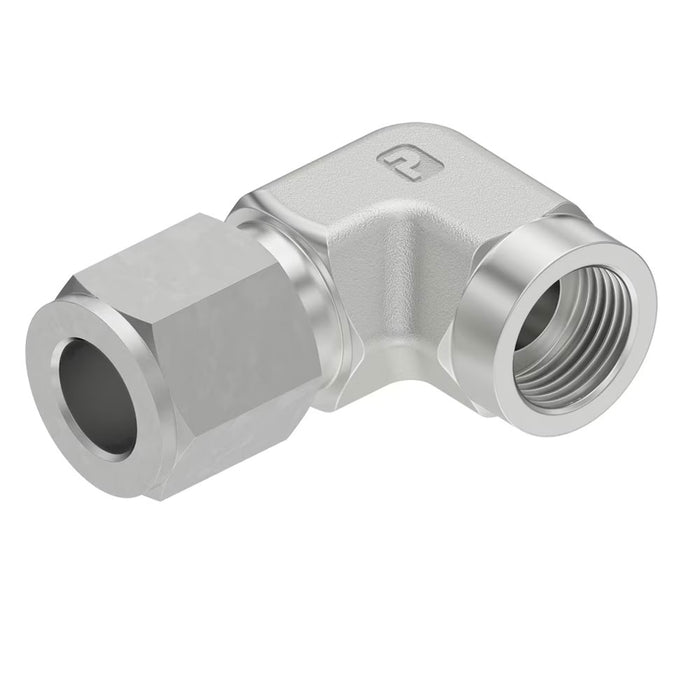 Codo de 90° Hembra Parker 6 DBU-S Ferulok 24° Flareless de 3/8 in a NPTF en Acero