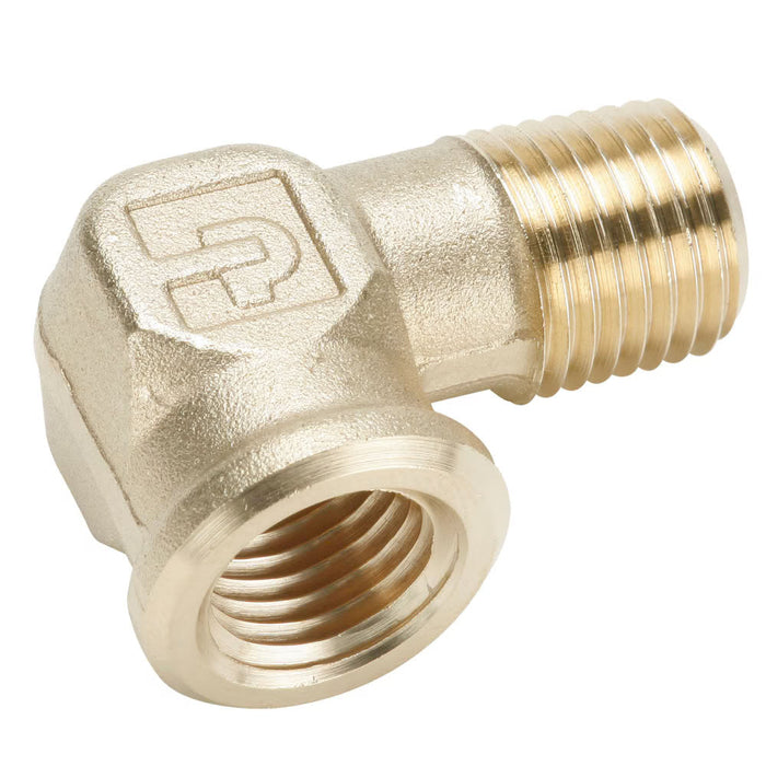 Codo de 90° Parker 1202P-2-2 Laton Forjado de 1/8 in Hembra NPT a Macho NPT