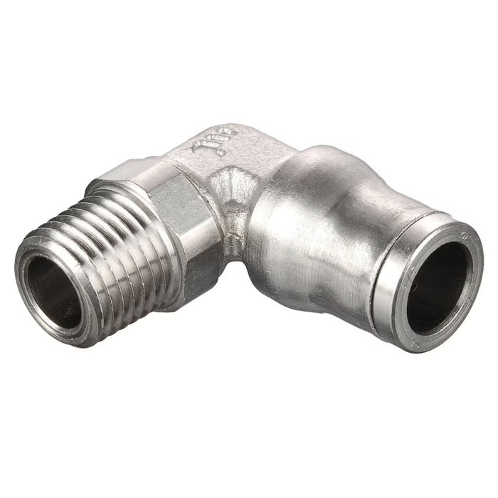 Codo de 90° Parker 169PLM-4-4 Prestolok PLM Push-to-Connect en Latón para Tubo de 1/4 in a Macho NPT de 1/4 in