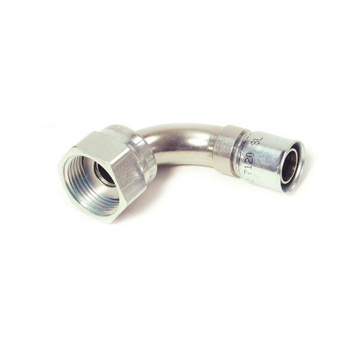 Codo de 90° Parker 1J991N-6-6 Conexión Permanente Manguera PTFE a Hembra Seal-Lok Giratoria en Acero