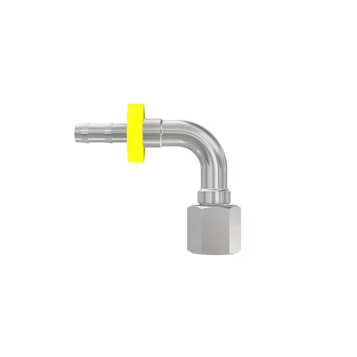 Codo de 90° Parker 3CF82-8-4 Serie 82 Push On Hembra Métrica L Giratoria con O-Ring para Manguera 1/4 in en Acero