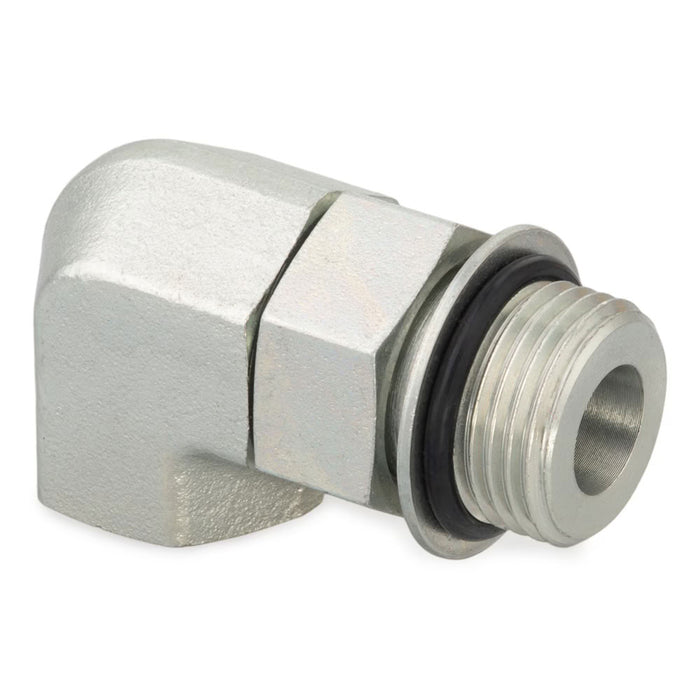 Codo de 90° Parker 6-1/4 AOEG-S Adaptador de Puerto SAE ORB Macho a NPT en Acero