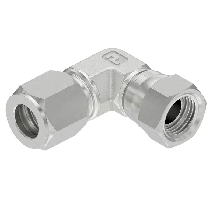 Codo de 90° Parker 8 C6BU-S Ferulok Flareless Bite Type Macho a Hembra Giratoria para Tubo 1/2 in en Acero