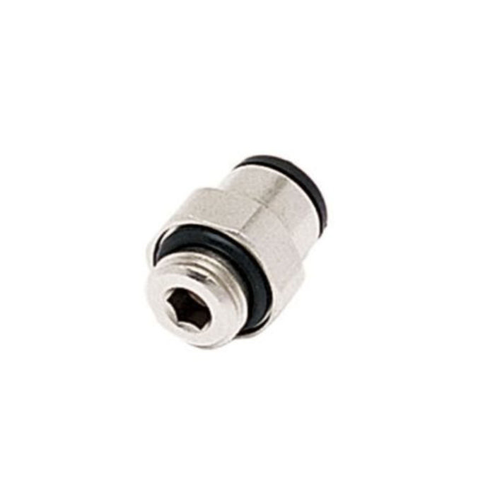 Conector Neumático Macho Parker Prestolok 68LF-6M-4G Push-In Latón Niquelado para Tubo 6 mm a Rosca BSPP 1/4