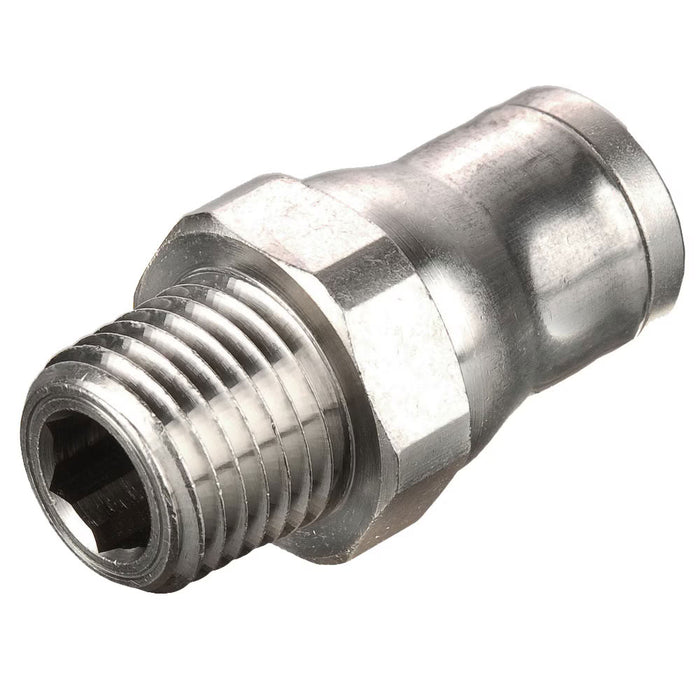 Conector Neumático de Latón Niquelado Parker 68PLM-6M-2R Prestolok PLM Push-In para Tubo 6 mm a Rosca BSPT 1/8 in