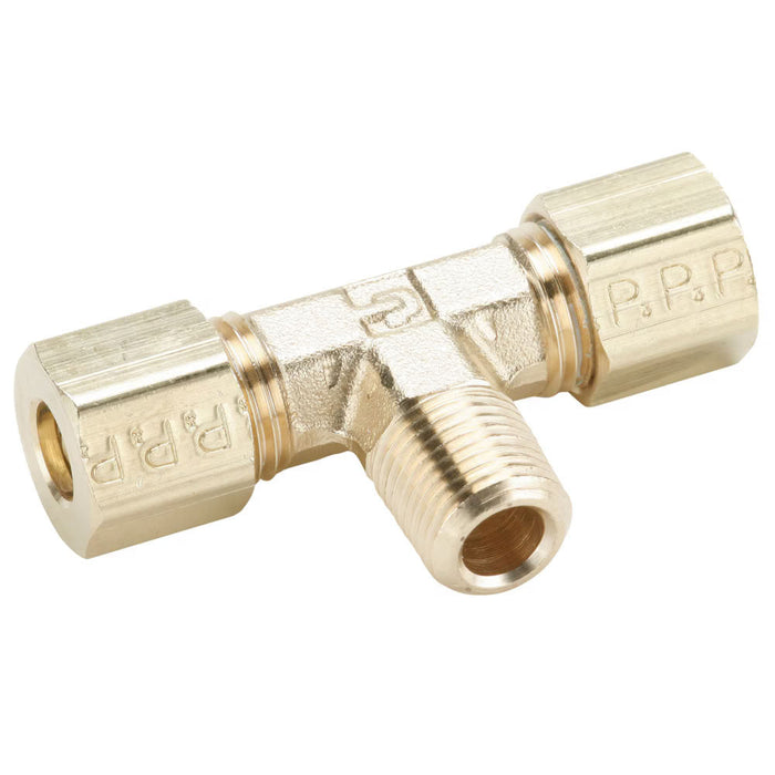 Conector Parker 172C-8-6 Compresión Tee Latón Forjado Tubo 1/2 in a Rosca 3/8 in