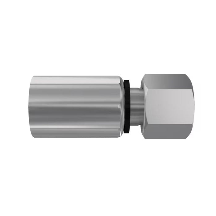 Conector Parker 1CA46-12-6 Parkrimp 46 Serie Rosca Métrica L Hembra Giratoria M18x1.5 Manguera 3/8 in Acero