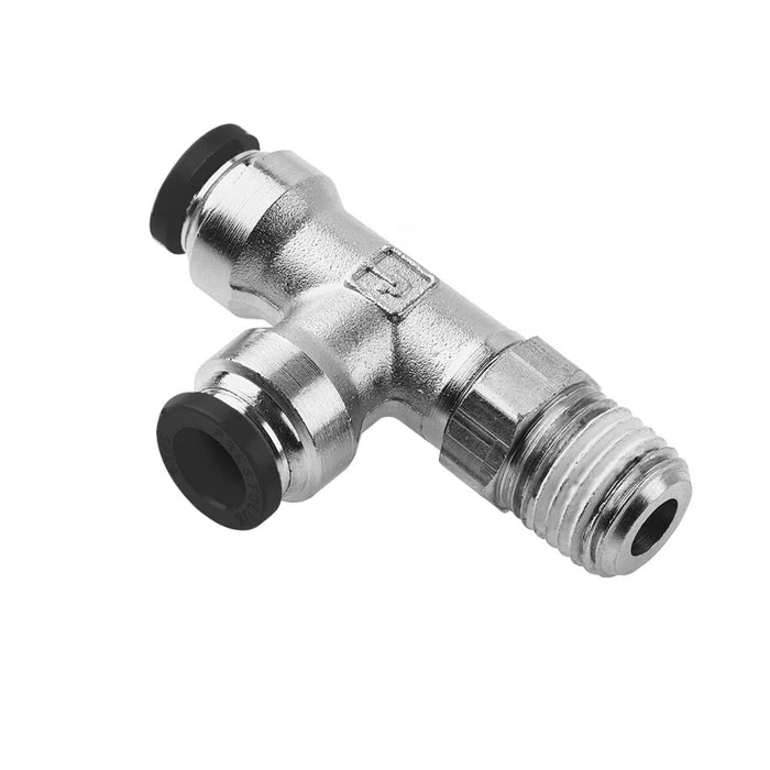 Conector Parker W171PLP-4-4 Push-to-Connect niquelado Run Tee swivel 1/4 in a 1/4 in NPTF