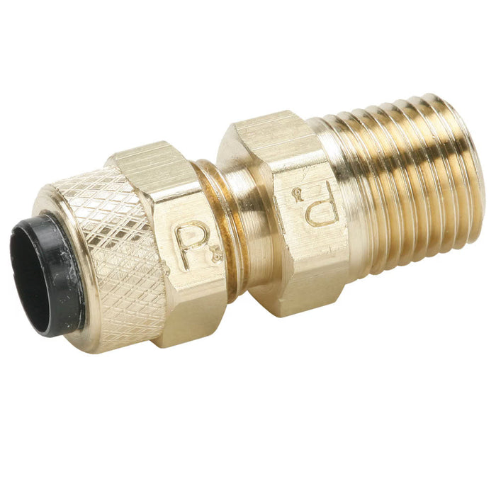 Conector de Compresión a Rosca Parker Poly-Tite 68P-5-2 de Latón Tubo Plástico de 5/16 in a NPT Macho de 1/8 in