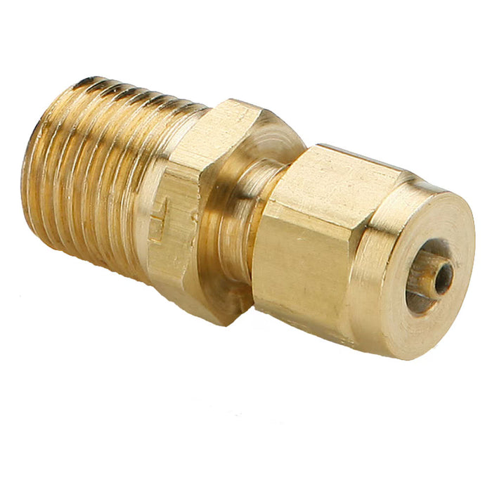 Conector de Transmisión Parker 68TF-2-2 de Latón para Tubo Nylon J844 de 1/8 in a NPT Macho de 1/8 in