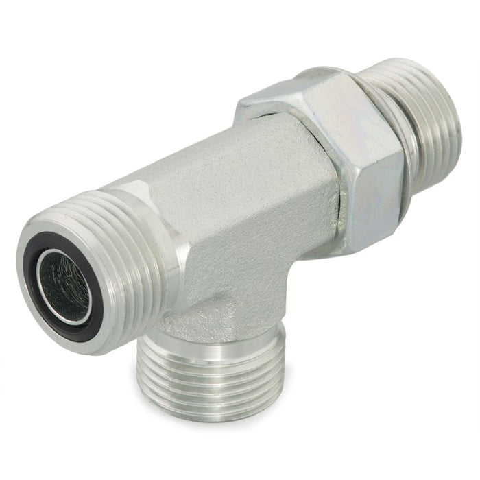 Conector en Tee Seal-Lok Parker 8-10-8 R5OLO-S de acero para tubo de 1/2 in con salida SAE-ORB macho de 7/8-14