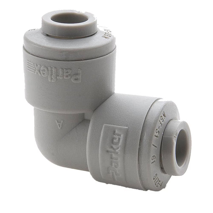 Conector en codo de 90° TrueSeal Parker A6EU6-MG de acetal para tubo de 3/8 in