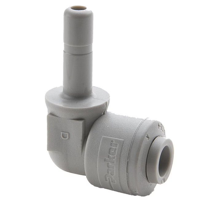 Conector en codo de 90° TrueSeal Parker A6TEU6-MG de acetal para tubo de 3/8 in a vástago de 3/8 in