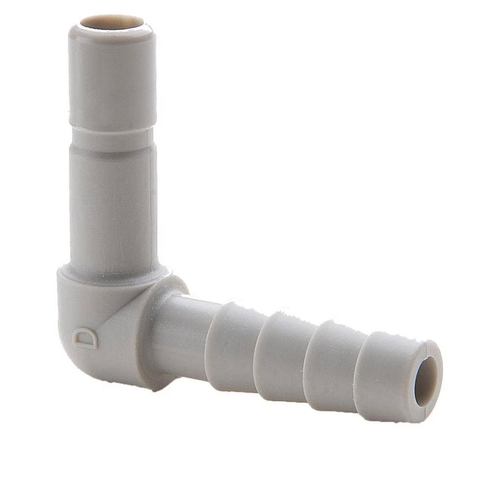 Conector en codo de 90° TrueSeal Parker A8TEB8 de acetal para vástago de 1/2 in a barba de 1/2 in