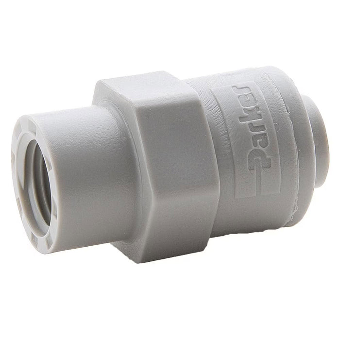 Conector recto TrueSeal Parker A8FC8-MG de acetal para tubo de 1/2 in a rosca NPT hembra de 1/2 in