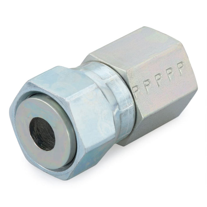 Conector recto con tuerca giratoria Seal-Lok Parker 8-4 G6L-S de acero para tubo de 1/2 in a rosca NPT hembra de 1/4-18