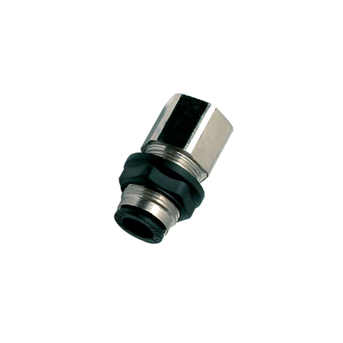 Conexión Neumática Recta Bulkhead Legris LF 3000 Parker 3136 06 10 Push-In para Tubo de 6 mm a Rosca Hembra BSPP G1/8