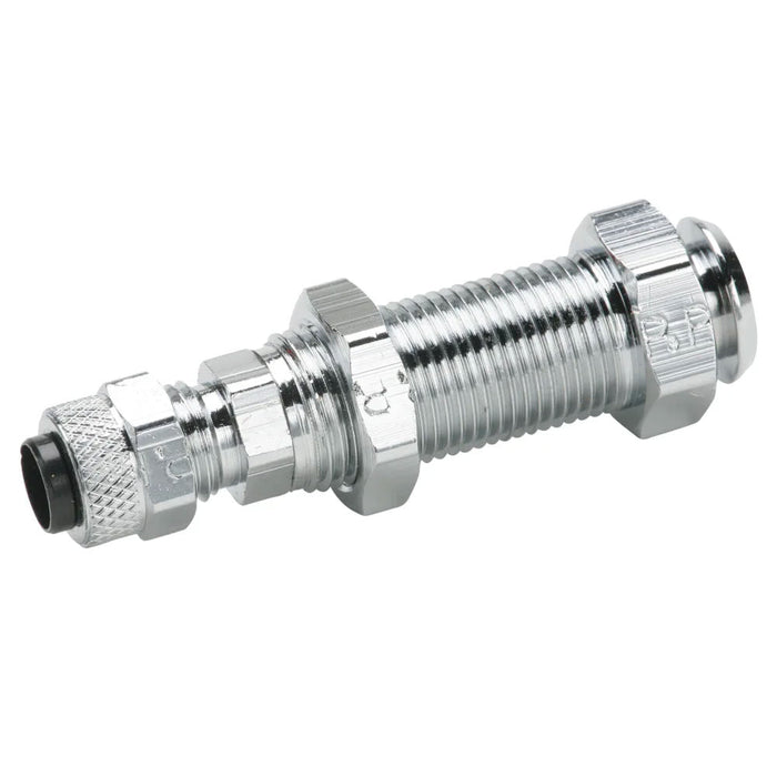 Conexión Parker 392P-4-4 Acople Bulkhead Latón Cromado de 1/4 in Compresión a Plug-in de 1/4 in