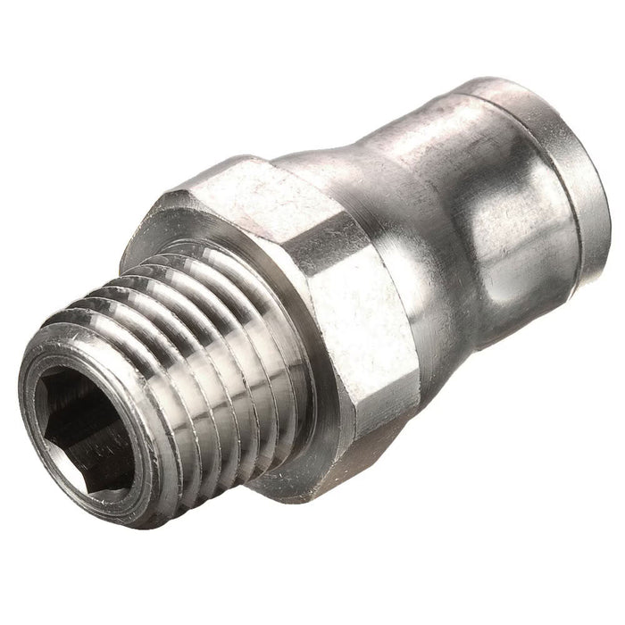 Conexión Recta Parker 3675 56 14 Push In de 1/4 in a 1/4 in NPT Macho en Latón Niquelado