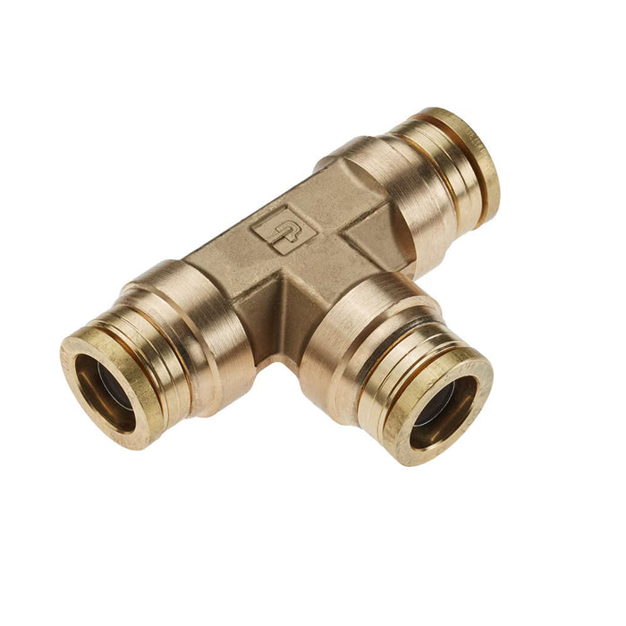 Conexión en Tee Push to Connect Parker 164PTC-6 para Frenos de Aire D.O.T. de 3/8 in en Latón