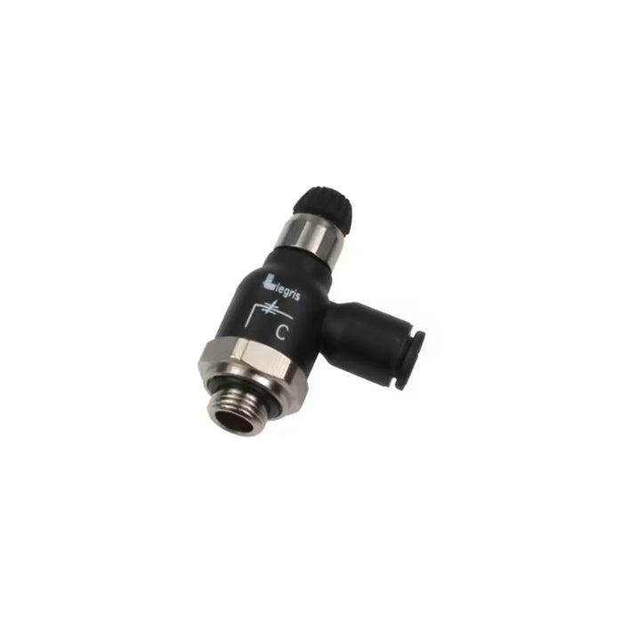 Regulador de Flujo Bidireccional Compacto Parker 7062 06 10 Serie 7062 Push-to-Connect para Macho BSPP G1/8 a Tubo 6 mm