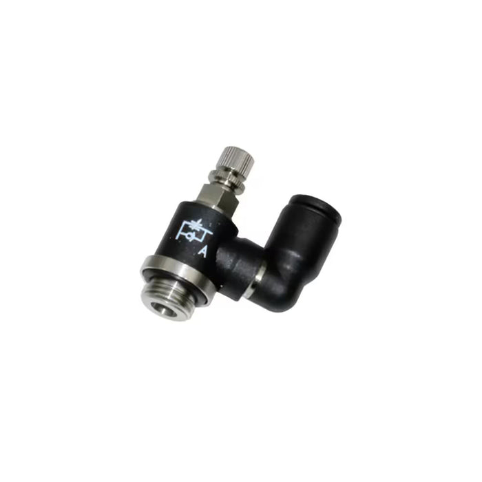 Regulador de Flujo de Escape Miniatura con Salida Giratoria Parker 7640 04 19 Serie 7640 Push-to-Connect para Macho M5x0.8 a Tubo 4 mm Polímero