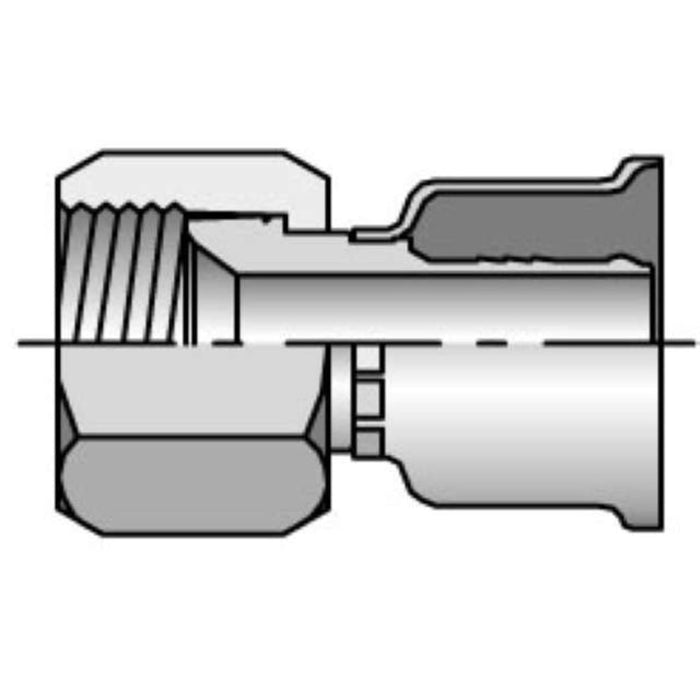 Terminal Crimpable Parker 16826-8-8BA Parkrimp Serie 26 en Acero Hembra JIC 37° Giratoria