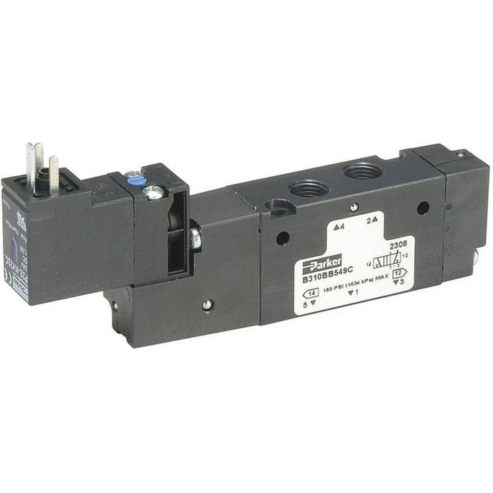 Válvula Solenoide 3 Vías Parker B3G0BB549C Serie B 3 Puertos 1/8 NPT 24 VDC