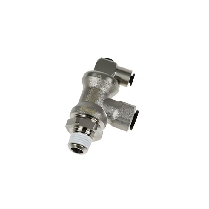Válvula de Bloqueo Neumático Parker 7885 08 17 para Rosca Macho BSPT R3/8 a Hembra BSPT R3/8 con Piloto para Tubo 8 mm en Latón