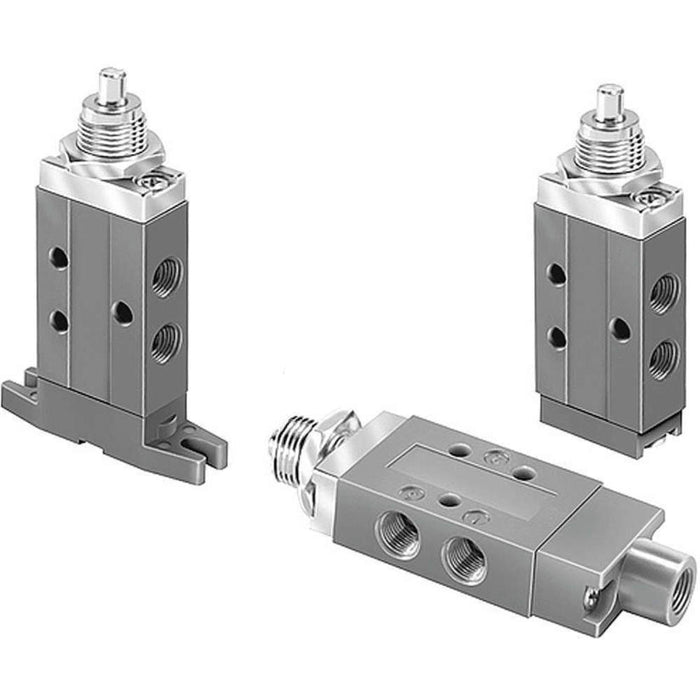Válvula de Control Neumático Manual Parker 410111000 Pulsador 4 Vías NPT de 1/8 in